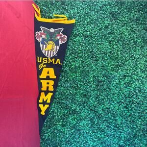 Vintage Westpoint  Felt Pennant Go Army Banner USMA Black Yellow Felt  Mancave